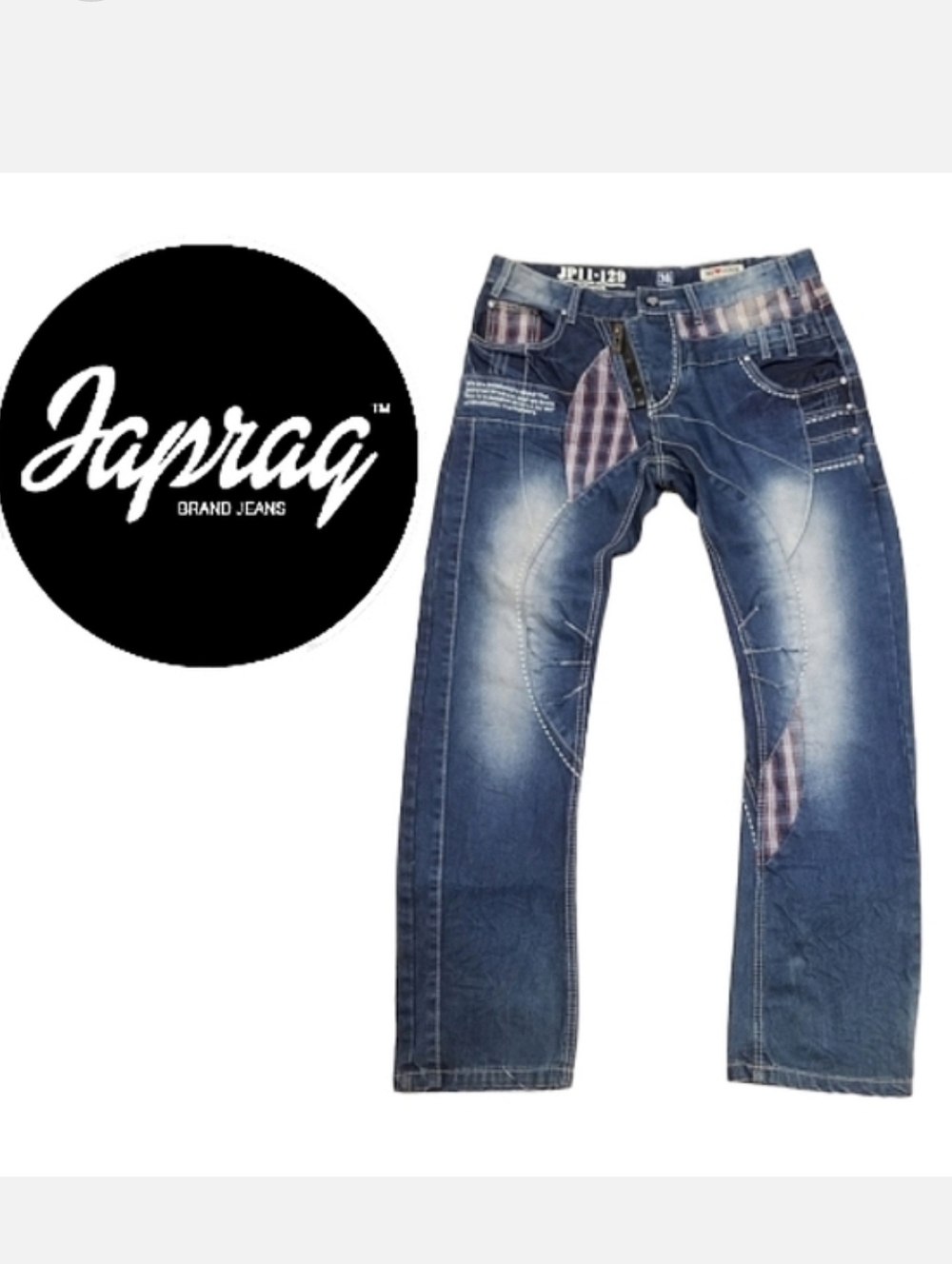 JAPRAG by Okishana Samoki JP11-129 Medium Wash Straight Leg Denim Jeans 36x32